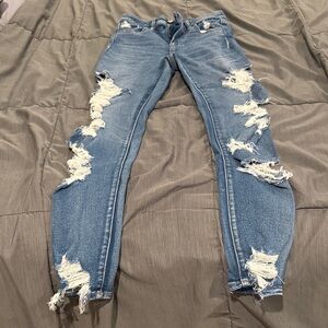 American Eagle Outfitters Ripped Blue Skinny Jeans